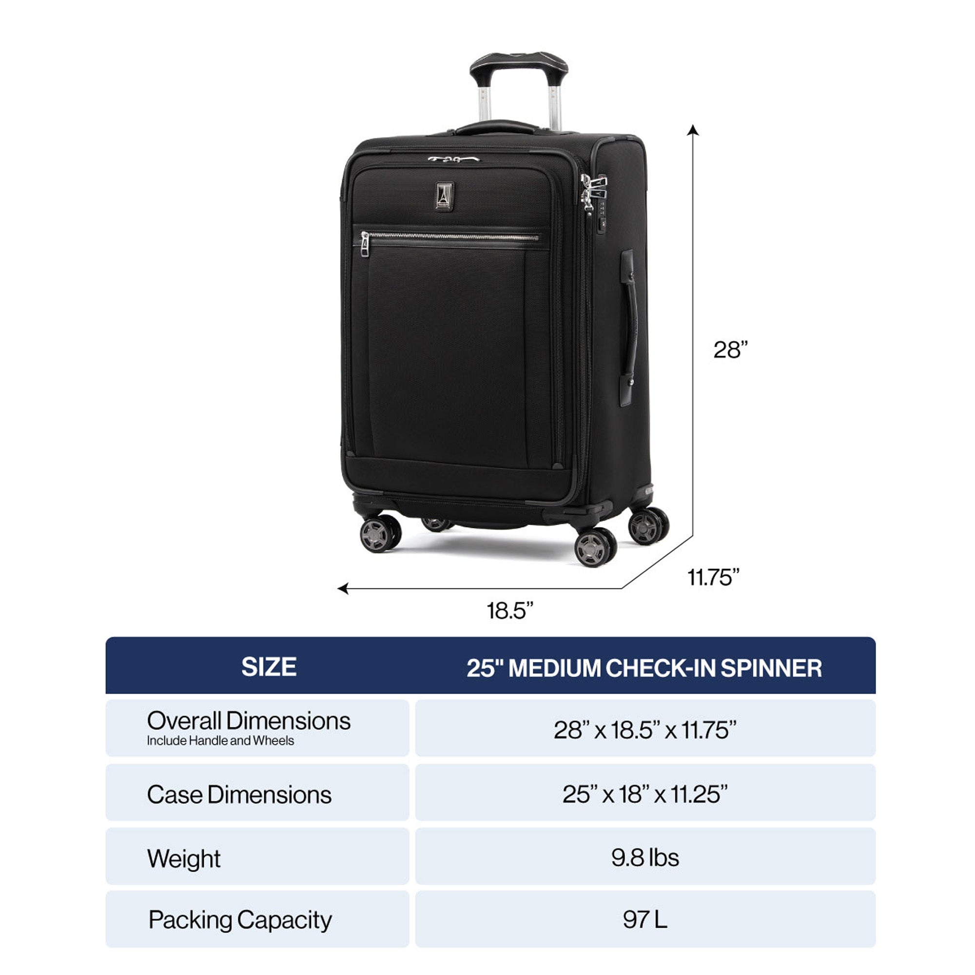 Travelpro Platinum Elite Softside Expandable Checked Luggage, 8 Wheel Spinner Suitcase, TSA Lock, Men and Women, Checked Medium 25-Inch ( Pilot Green , Checked-Medium 25-Inch ) Pilot Green Checked Medium 25 Inch U4