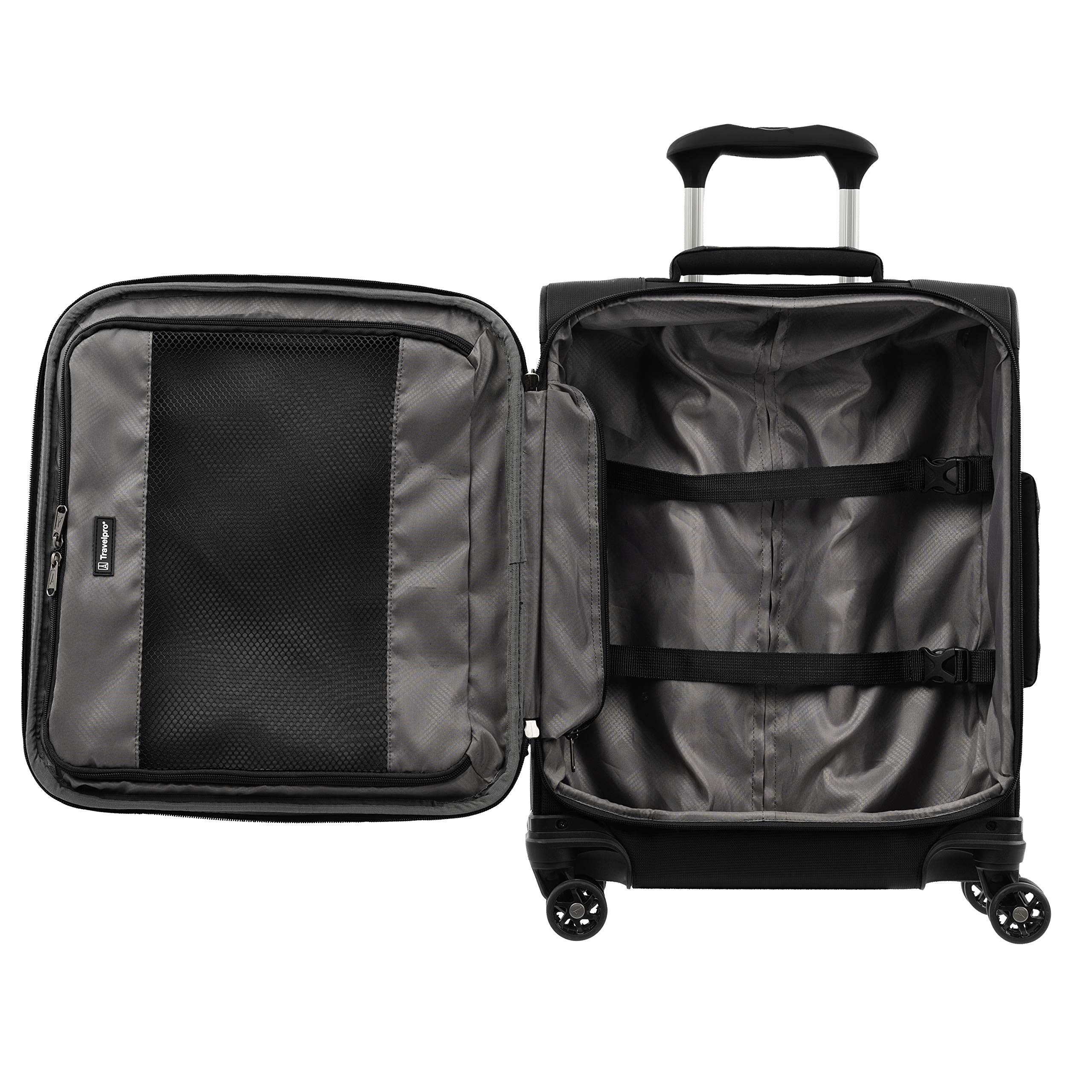 Travelpro Tourlite Softside Expandable Luggage with 4 Spinner Wheels, Lightweight Suitcase, Men and Women ( Black , Carry-On 19-Inch ) Black Carry On 19 Inch U12