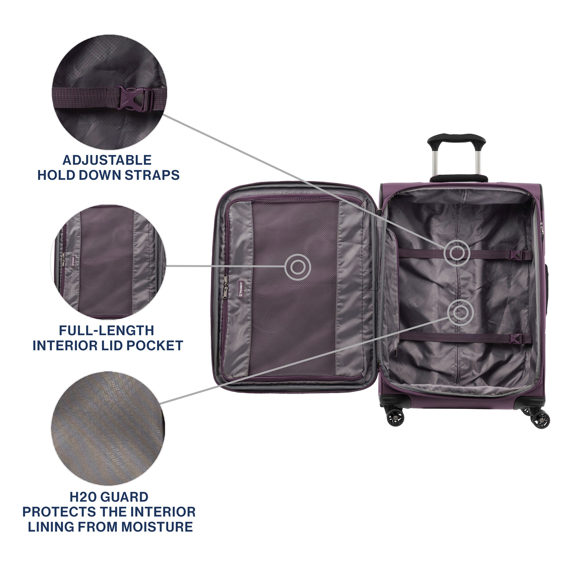 Travelpro Tourlite Softside 25" Expandable Luggage with 4 Spinner Wheels, Lightweight Suitcase, Checked Medium ( Deep Purple , Checked-Medium 25-Inch ) Deep Purple Checked Medium 25 Inch U10
