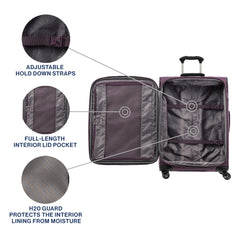 Travelpro Tourlite Softside 25" Expandable Luggage with 4 Spinner Wheels, Lightweight Suitcase, Checked Medium ( Deep Purple , Checked-Medium 25-Inch ) Deep Purple Checked Medium 25 Inch U10