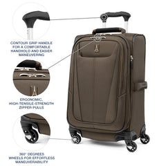 Travelpro Maxlite 5 Softside Expandable Luggage with 4 Spinner Wheels, Lightweight Suitcase, Men and Women Mocha Carry On 21 Inch U19