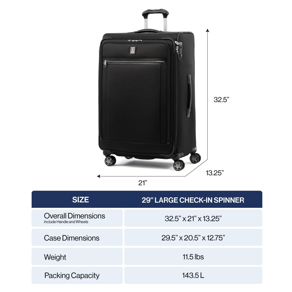 Travelpro Platinum Elite Softside Expandable Checked Luggage, 8 Wheel Spinner Large Suitcase, TSA Lock, Men and Women ( Shadow Black , Checked-Large 29-Inch ) Shadow Black Checked Large 29 Inch U11