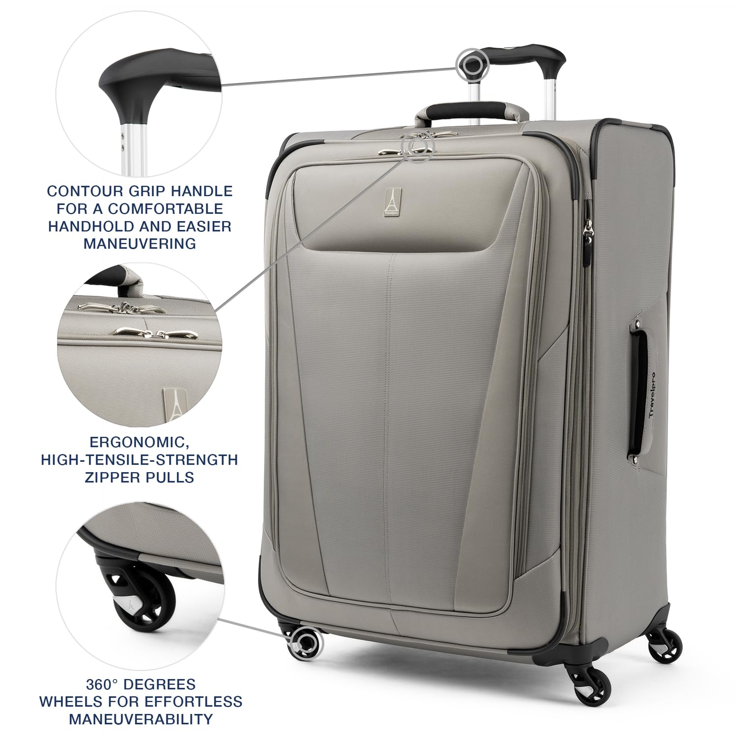 Travelpro Maxlite 5 Softside Expandable Luggage with 4 Spinner Wheels, Lightweight Suitcase, Men and Women ( Champagne , Checked-Large 29-Inch ) Champagne Checked Large 29 Inch U3