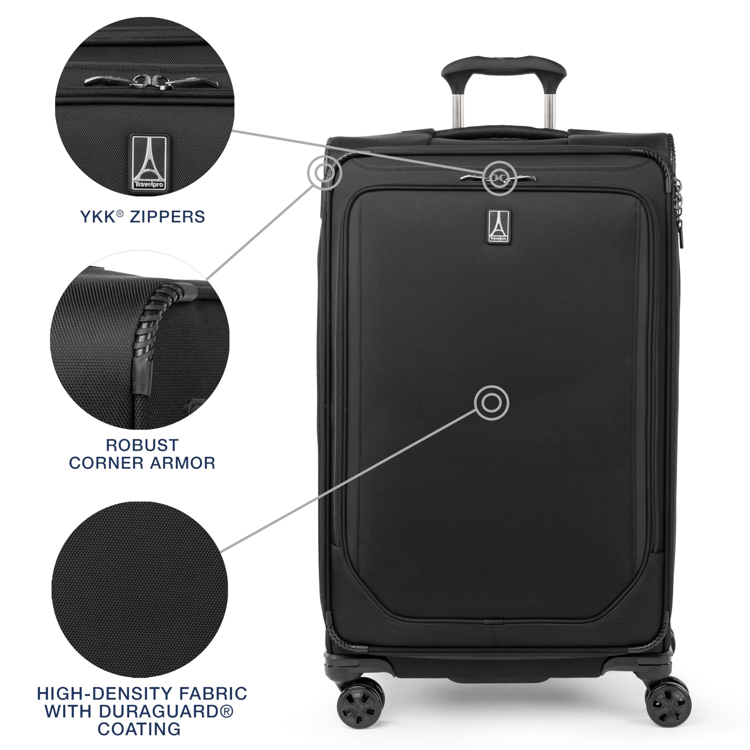 Travelpro Crew Classic Lightweight Softside Expandable Luggage, 2 Wheel Upright Rollaboard Suitcase, Men and Women ( Black , Checked Large 29-Inch ) Black Checked Large 29 Inch U1