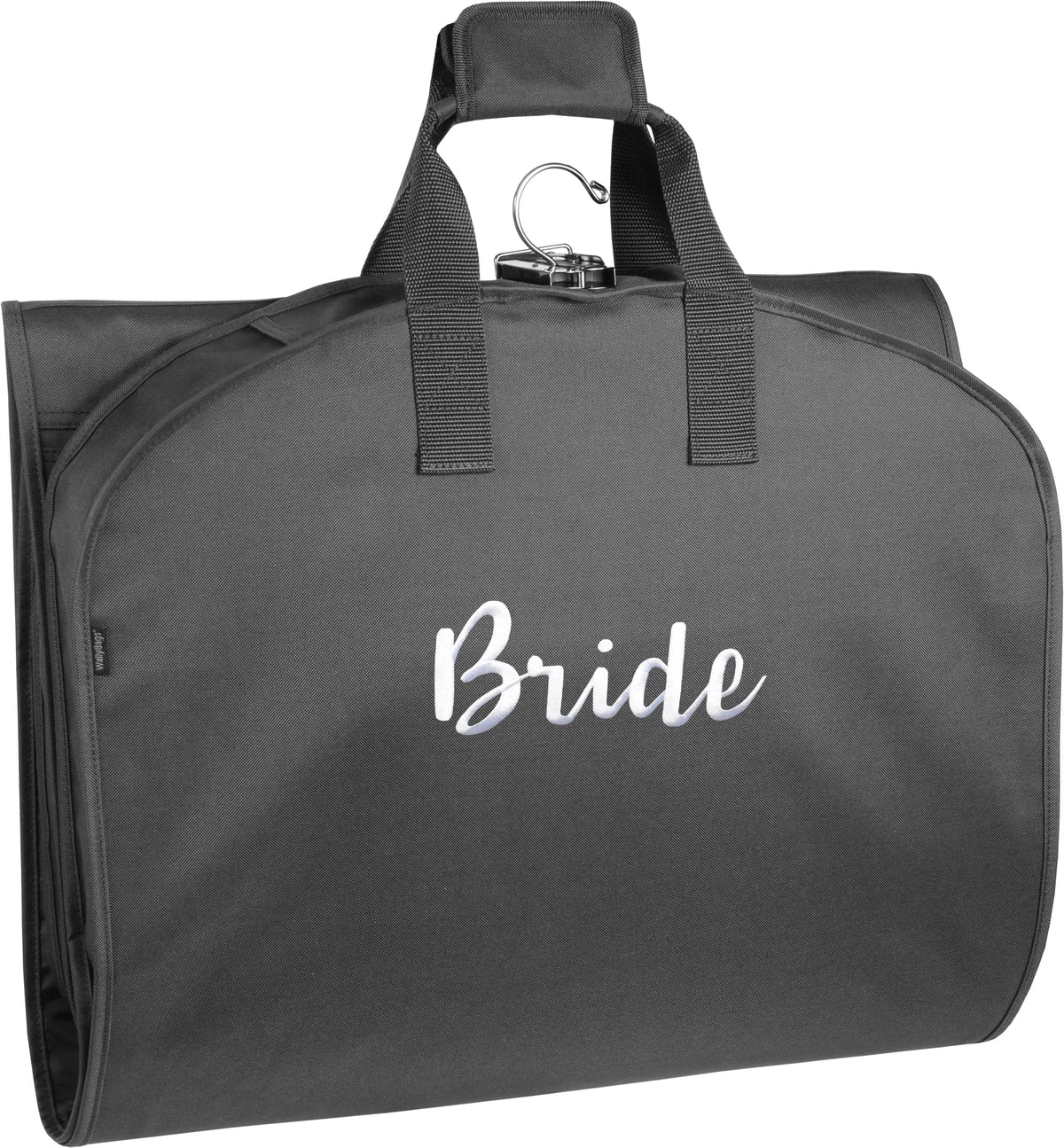 WallyBags Garment Bag 60-Inch Premium Tri-Fold Travel Exterior Pocket Black - B1, Bride embroidery 60 Inch U4