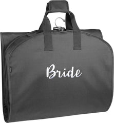 WallyBags Garment Bag 60-Inch Premium Tri-Fold Travel Exterior Pocket Black - B1, Bride embroidery 60 Inch U4