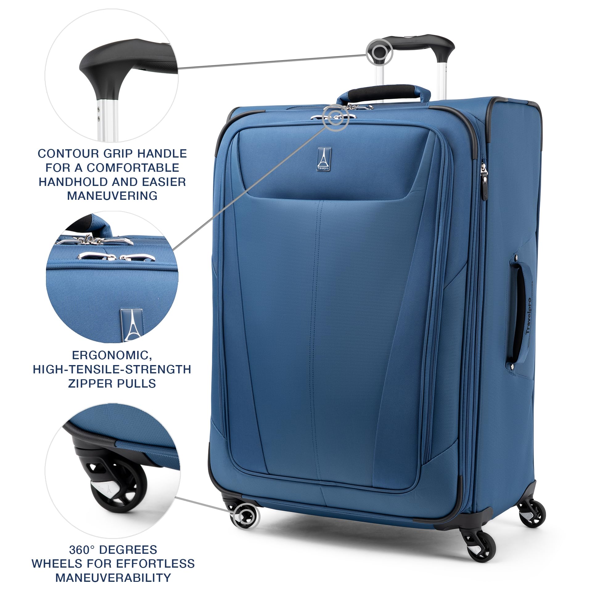 Travelpro Maxlite 5 Softside Expandable Luggage with 4 Spinner Wheels, Lightweight Suitcase, Men and Women ( Ensign Blue , Checked-Large 29-Inch ) Ensign Blue Checked Large 29 Inch U14
