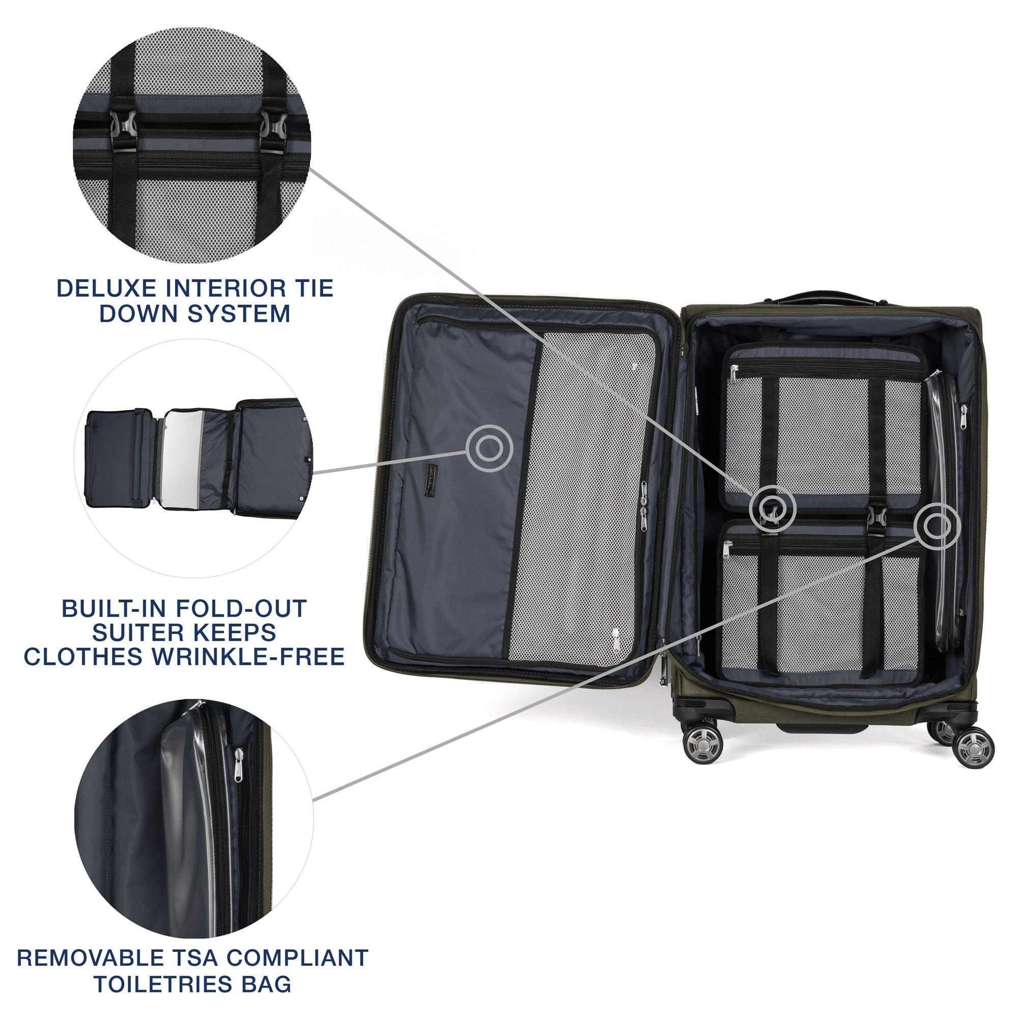 Travelpro Platinum Elite Softside Expandable Checked Luggage, 8 Wheel Spinner Suitcase, TSA Lock, Men and Women, Checked Medium 25-Inch ( Pilot Green , Checked-Medium 25-Inch ) Pilot Green Checked Medium 25 Inch U4
