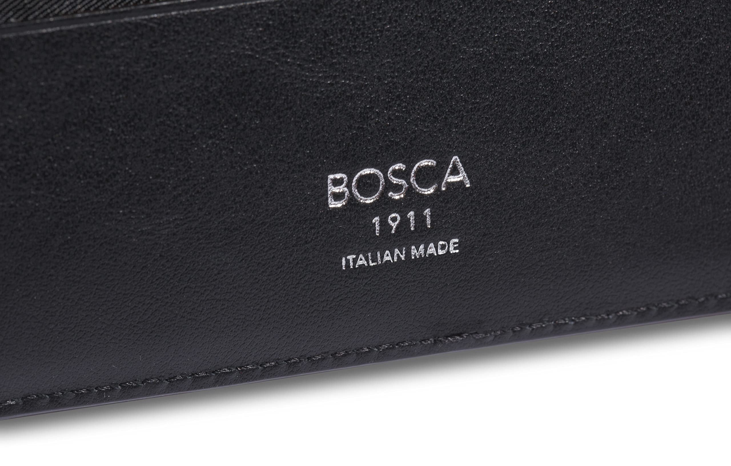 Bosca ITALIA Slim 8-Slot Men's Pocket Wallet Made In Italy, Monfrini Collection ( Black , One Size ) Black One Size U1