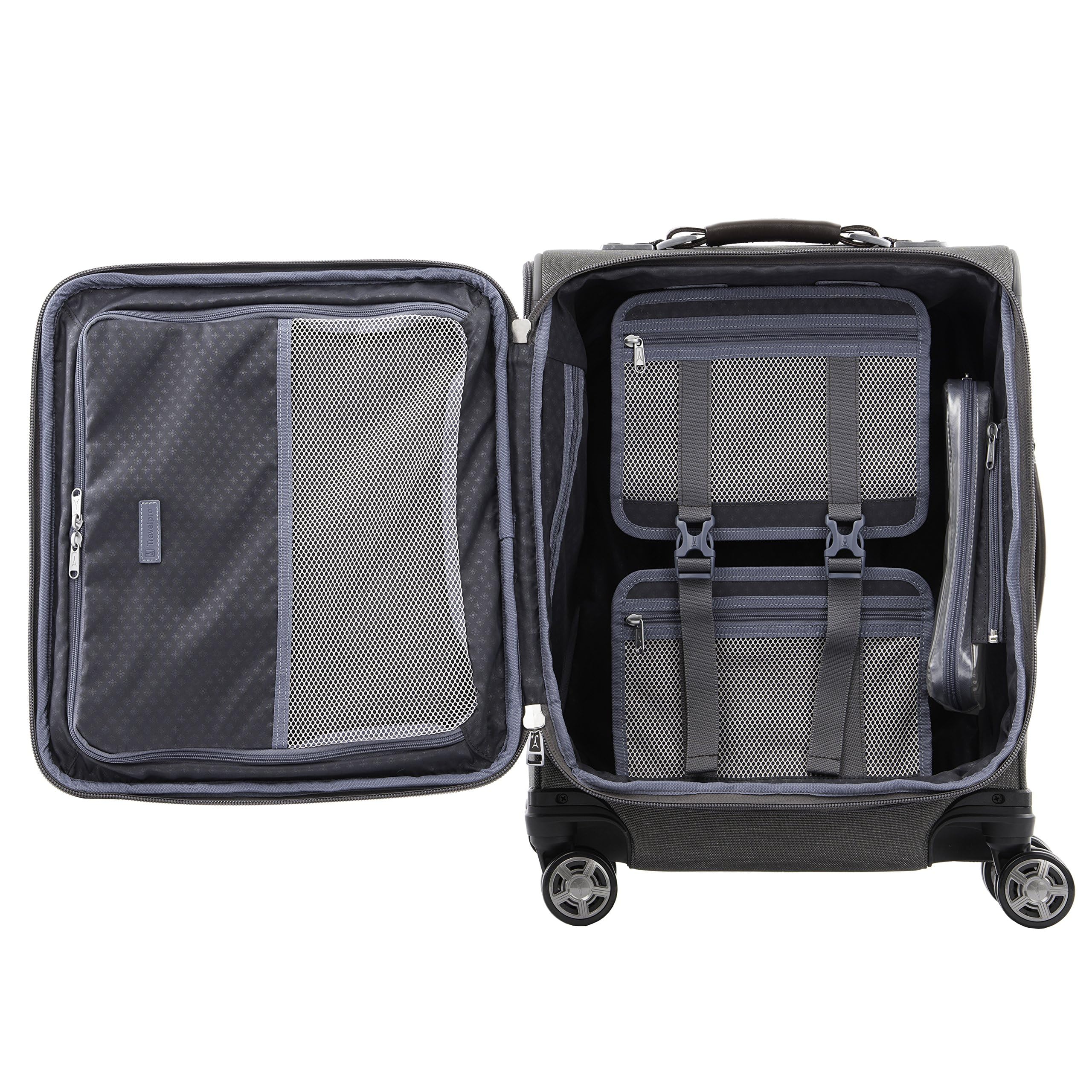 Travelpro Platinum Elite Softside Expandable Checked Luggage, 8 Wheel Spinner Large Suitcase, TSA Lock, Men and Women ( Vintage Grey , International Carry-on 19-Inch ) Vintage Grey International Carry On 19 Inch U5