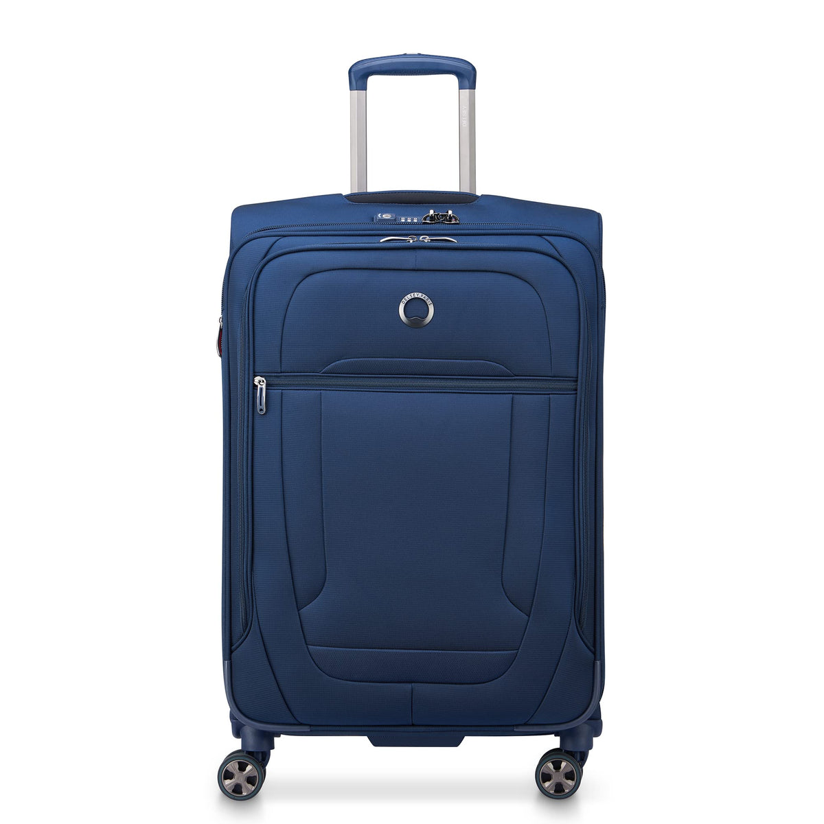 DELSEY Paris Helium DLX Softside Expandable Luggage with Spinner Wheels ( Navy Blue , Checked-Medium 25 Inch ) Navy Blue Checked Medium 25 Inch U3