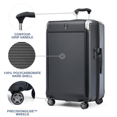 Travelpro Platinum Elite Hardside Expandable Spinner Wheel Luggage TSA Lock Hard Shell Polycarbonate Suitcase ( Shadow Black , Checked- Large 28-Inch ) Shadow Black Checked Large 28 Inch U3