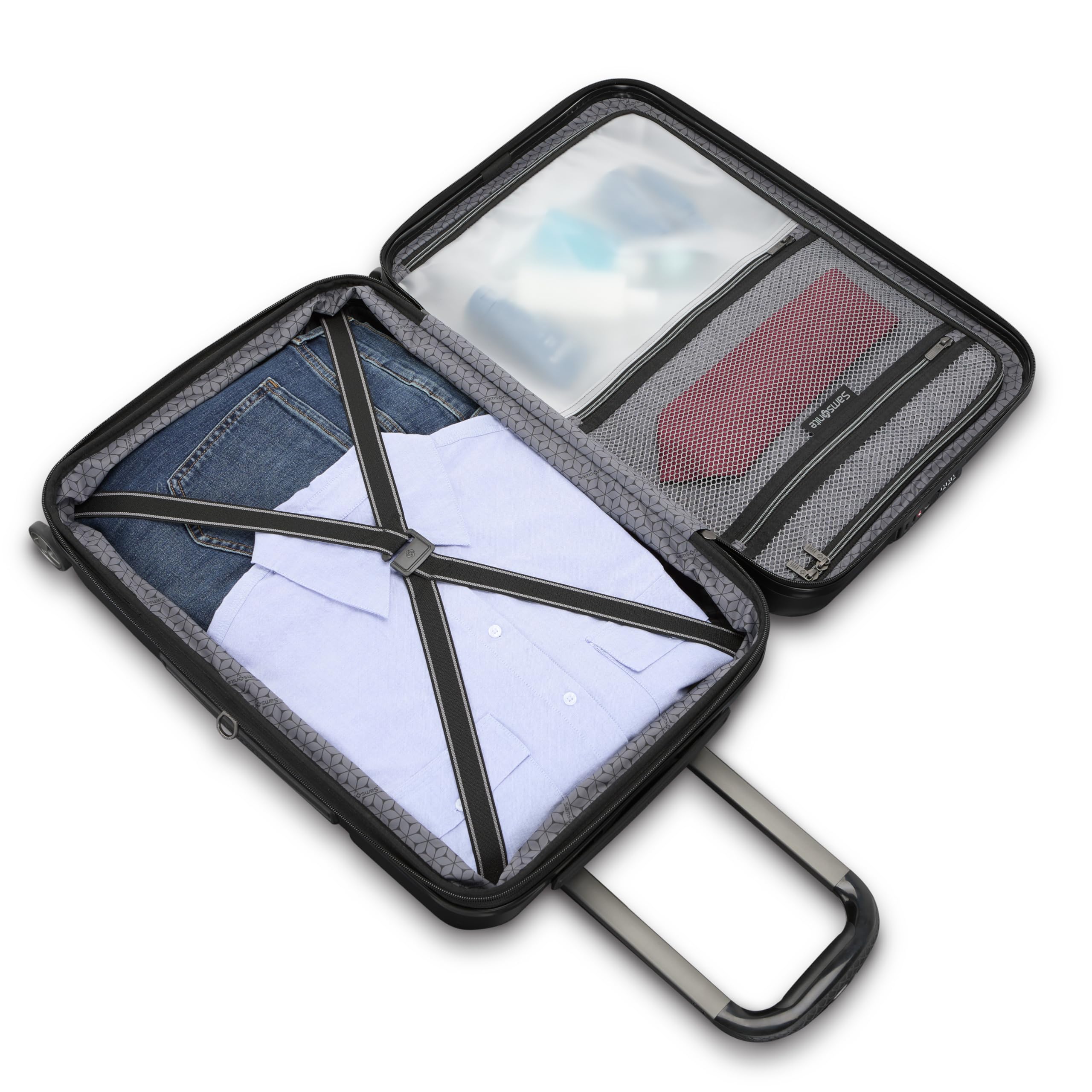 Samsonite Octiv Hardside Spinner ( Stealth Black , Front Pocket Carry-On 21 inch ) Stealth Black Front Pocket Carry On 21 Inch U2