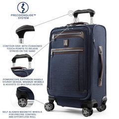 Travelpro Platinum Elite Softside Expandable Checked Luggage, 8 Wheel Spinner Large Suitcase, TSA Lock, Men and Women ( True Navy Blue , Carry-On 21-Inch ) True Navy Blue Carry On 21 Inch U7
