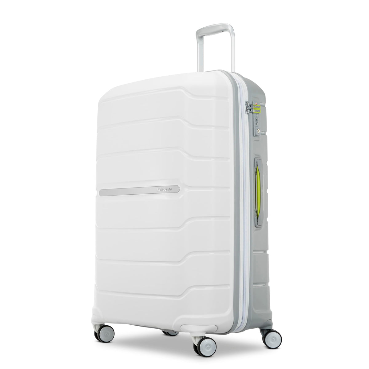Samsonite Freeform Hardside Expandable with Double Spinner Wheels ( White/Grey , Checked-Large Spinner ) White/Grey Checked Large Spinner U9