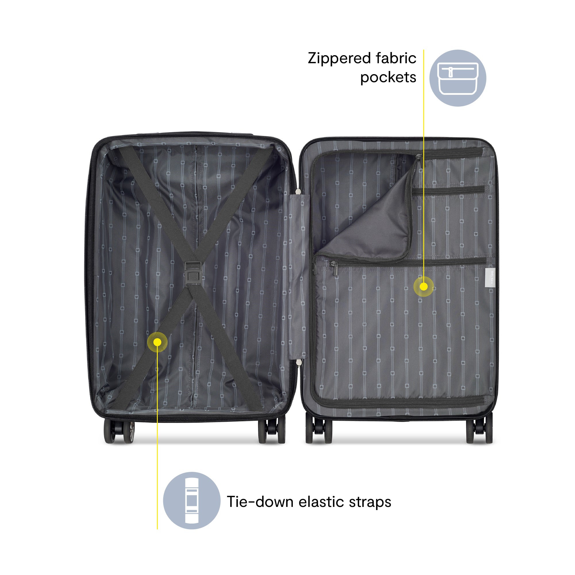 DELSEY Paris Margot Hardside Spinner Luggage Collection ( Gold , Checked Medium 24 Inch ) Gold Checked Medium 24 Inch U11