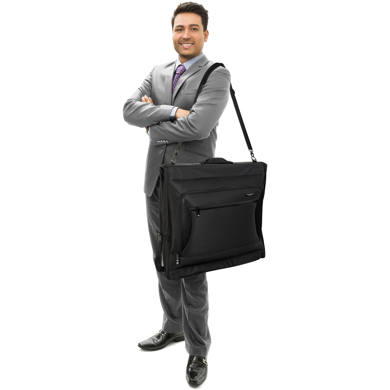 WallyBags Solutions Premium Garment Bag with shoulder strap and multiple pockets ( Black , 45-Inch ) Black 45 Inch U4