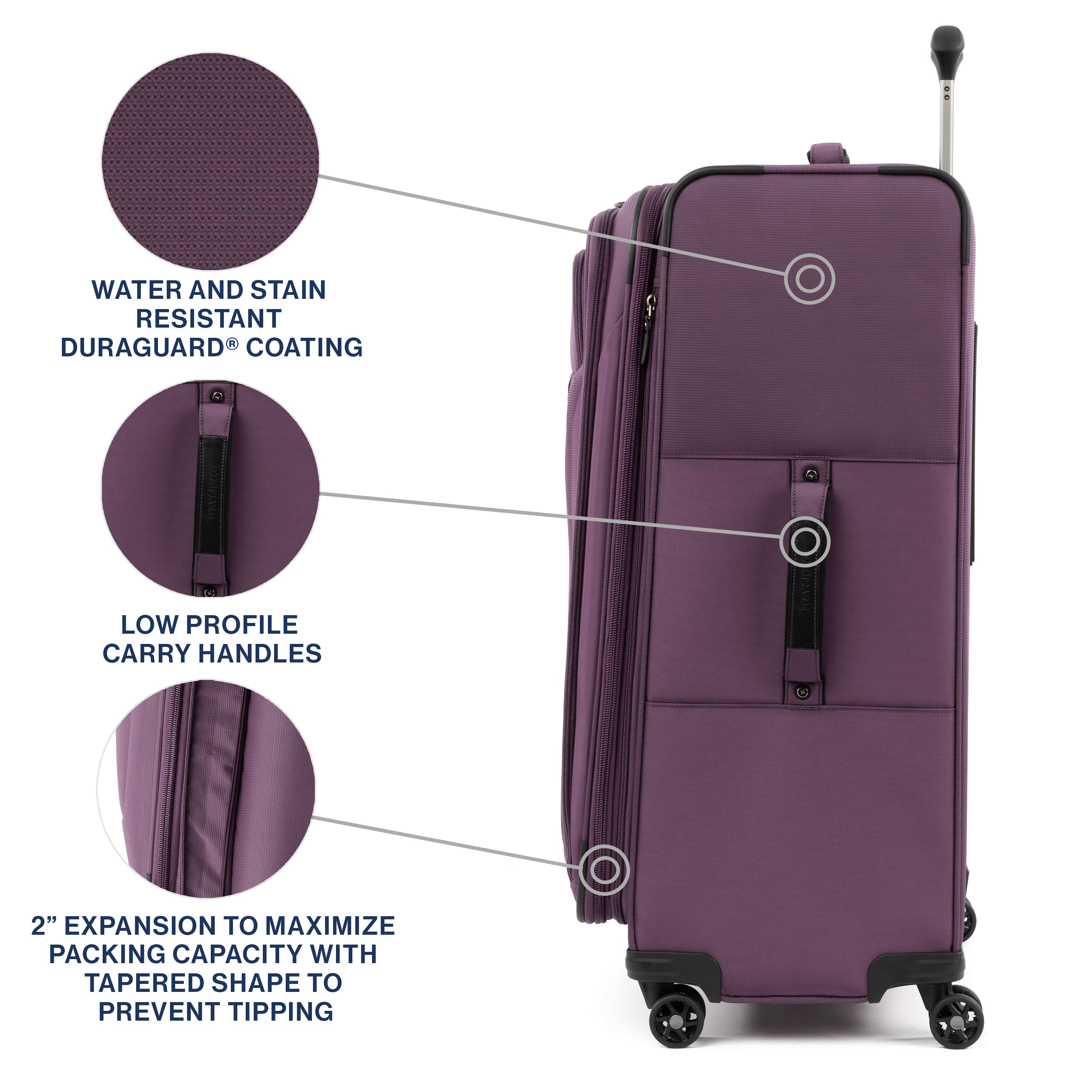 Travelpro Tourlite Softside Expandable Luggage with 4 Spinner Wheels, Lightweight Suitcase, Men and Women ( Deep Purple , Checked-Large 29-Inch ) Deep Purple Checked Large 29 Inch U1