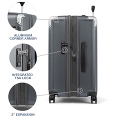 Travelpro Platinum Elite Hardside Expandable Spinner Wheel Luggage TSA Lock Hard Shell Polycarbonate Suitcase ( Vintage Grey , Checked- Medium 25-Inch ) Vintage Grey Checked Medium 25 Inch U2