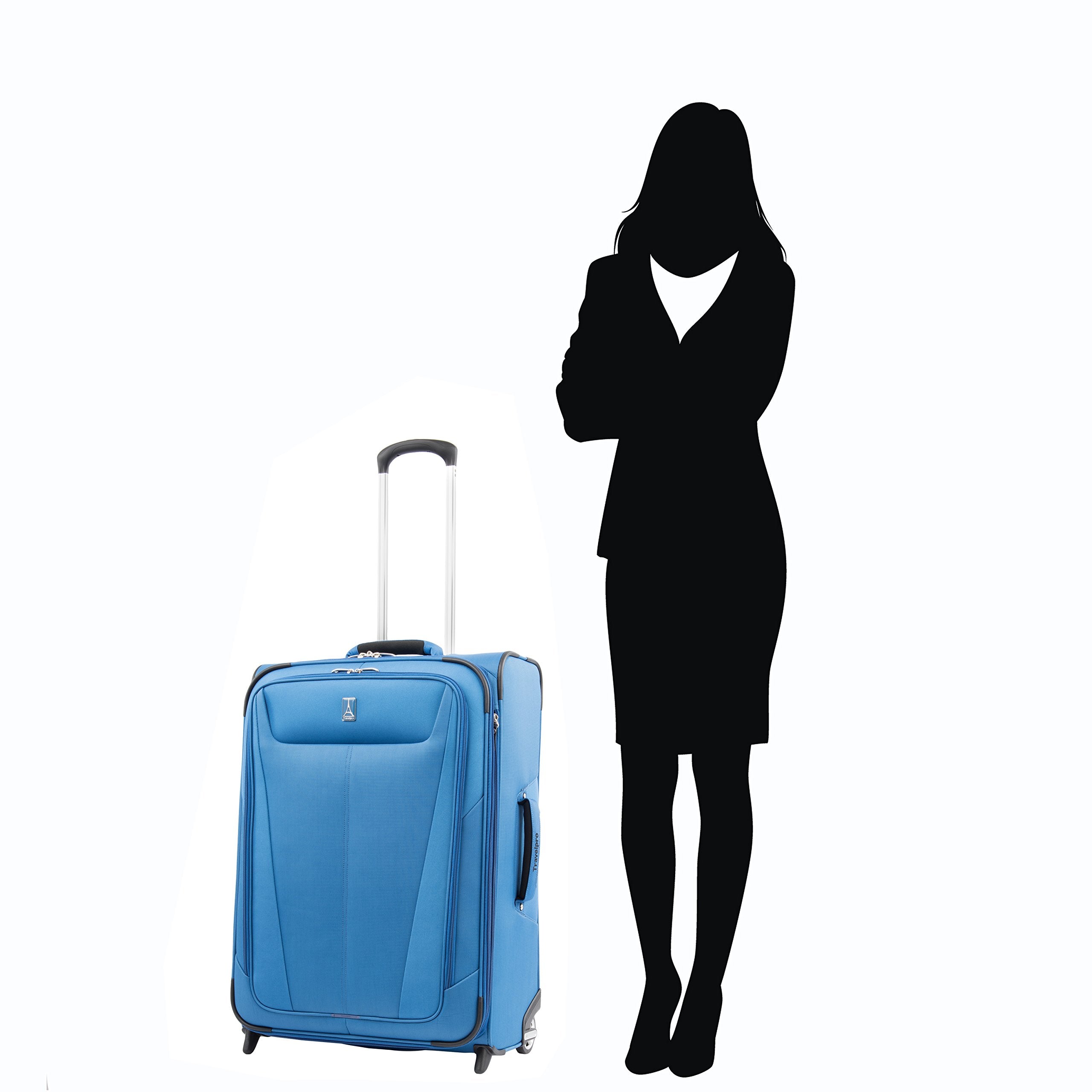 Travelpro Maxlite 5 Softside Expandable Upright 2 Wheel Luggage, Lightweight Suitcase, Men and Women ( Azure Blue , Checked-Medium 26-Inch ) Azure Blue Checked Medium 26 Inch U5