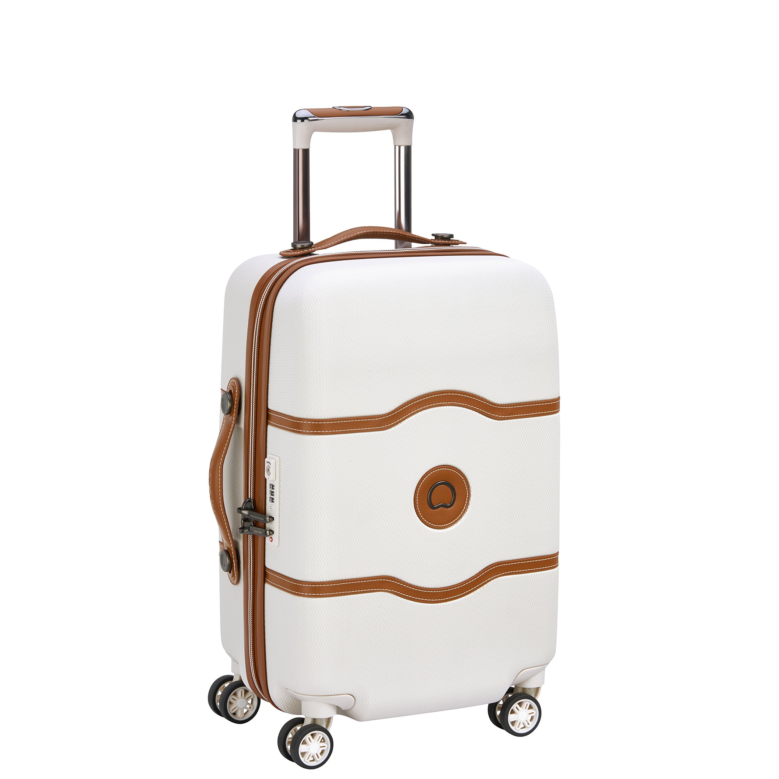 DELSEY Paris Chatelet Hardside Luggage with Spinner Wheels Champagne White Checked Medium 24 Inch U5