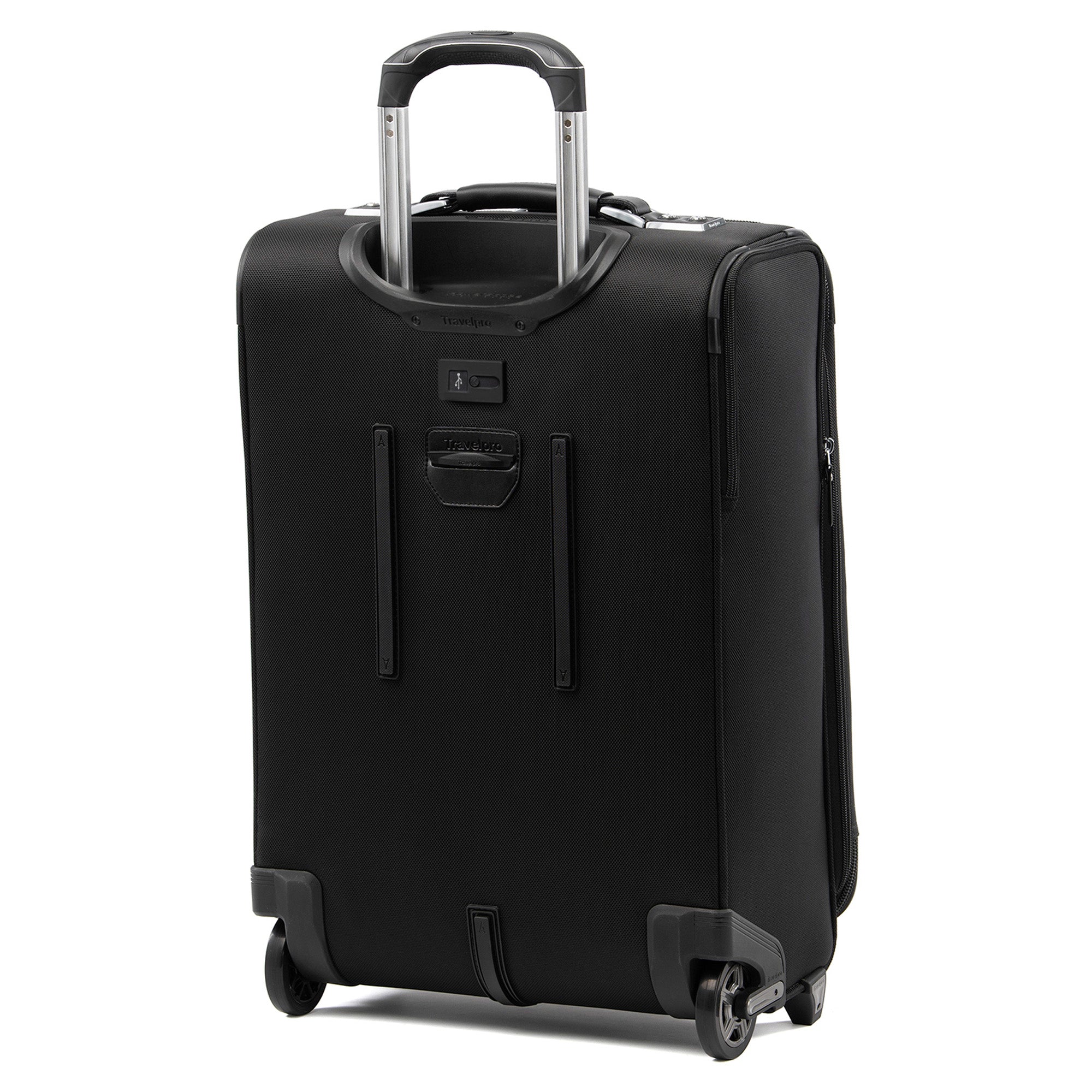 Travelpro Platinum Elite Softside Expandable Luggage, 2 Wheel Upright Suitcase, USB Port, Men and Women ( Shadow Black , Carry On 22 Inch ) Shadow Black Carry On 22 Inch U3
