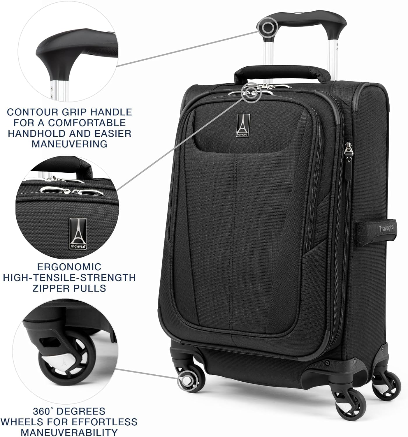 Travelpro Maxlite 5 Softside Expandable Luggage with 4 Spinner Wheels, Lightweight Suitcase, Men and Women ( Black , 3-Piece Set (21/25/29) ) Black 3 Piece Set 21 25 29 U1