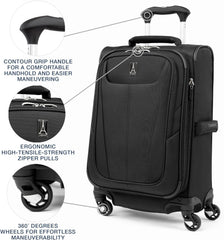 Travelpro Maxlite 5 Softside Expandable Luggage with 4 Spinner Wheels, Lightweight Suitcase, Men and Women ( Black , 3-Piece Set (21/25/29) ) Black 3 Piece Set 21 25 29 U1