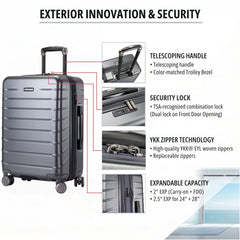 Ricardo Beverly Hills Santa Rosa Hardside Luggage Collection  Expandable Polycarbonate Spinner Suitcase with TSA Lock, Lightweight Travel Bag, Large Check-In 28 Inch ( Graphite , Check-In Large 28-Inch ) Graphite Check In Large 28 Inch U1