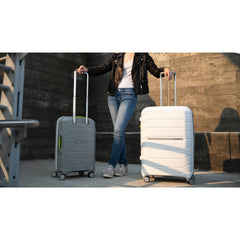 Samsonite Freeform Hardside Expandable with Double Spinner Wheels ( White/Grey , Checked-Large Spinner ) White/Grey Checked Large Spinner U9