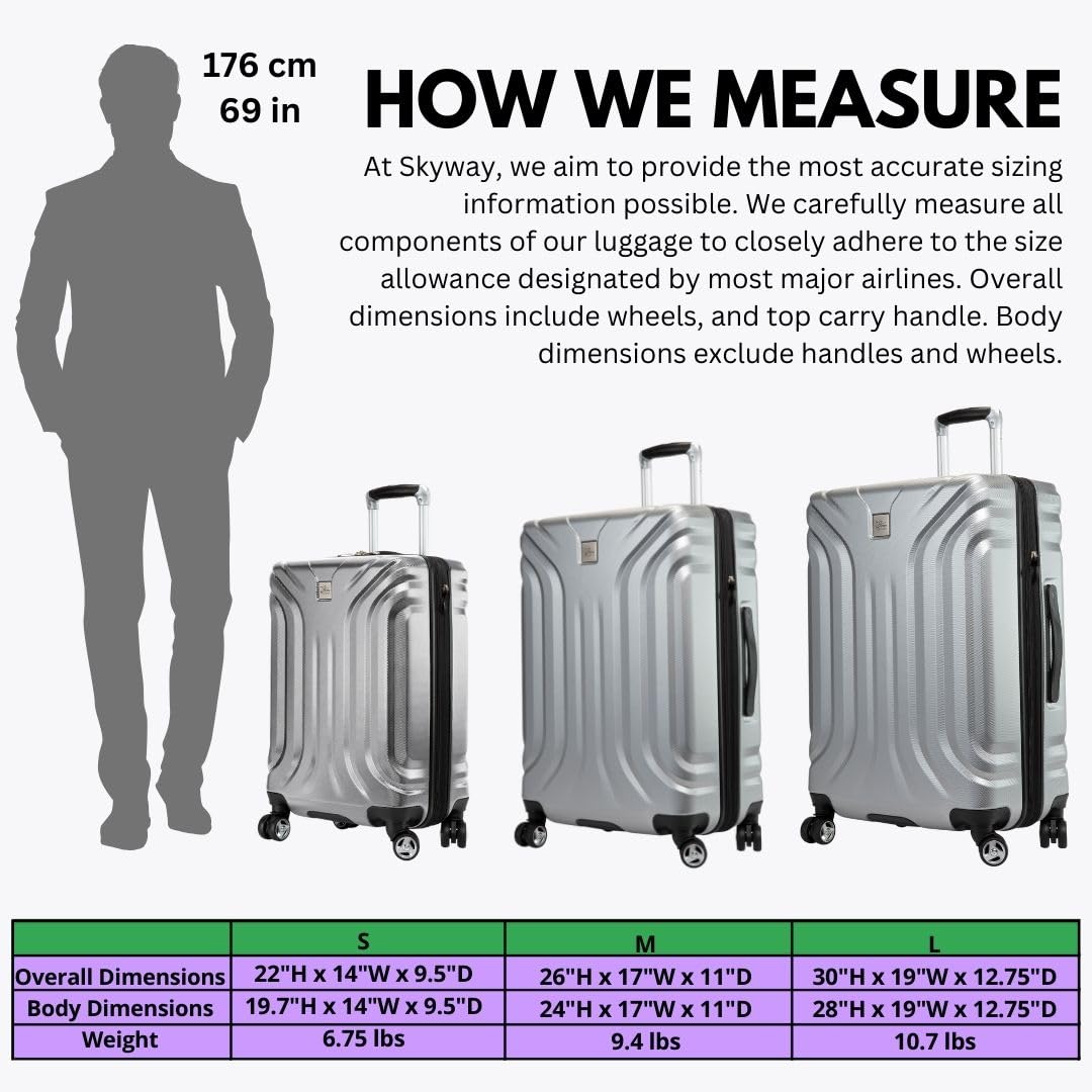 Skyway Nimbus 4.0 Expandable, Durable Hardside, 4 Wheel Spinner, Lightweight Suitcase, Unisex, Stylish, Maritime Blue, Carry-On 20-Inch ( Shiny Silver , Carry-On 20-Inch ) Shiny Silver Carry On 20 Inch U1