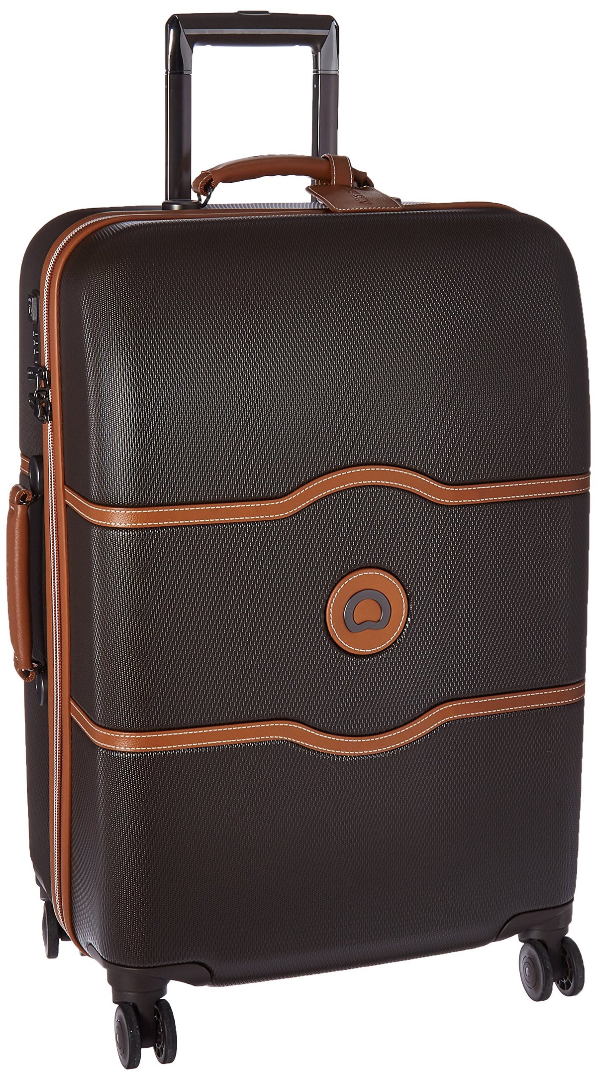 DELSEY Paris Chatelet Air 2.0 Hardside Luggage with Spinner Wheels Chocolate Brown Checked Medium 24 Inch With Brake U6