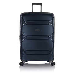 Heys Milos Durable and lightweight luggage, made with Duraflex impact-resistant material, TSA Combination Lock, Dual Spinner Wheels, and Expandable ( Navy , 30-Inch Checked-Large ) Navy 30 Inch Checked Large U1