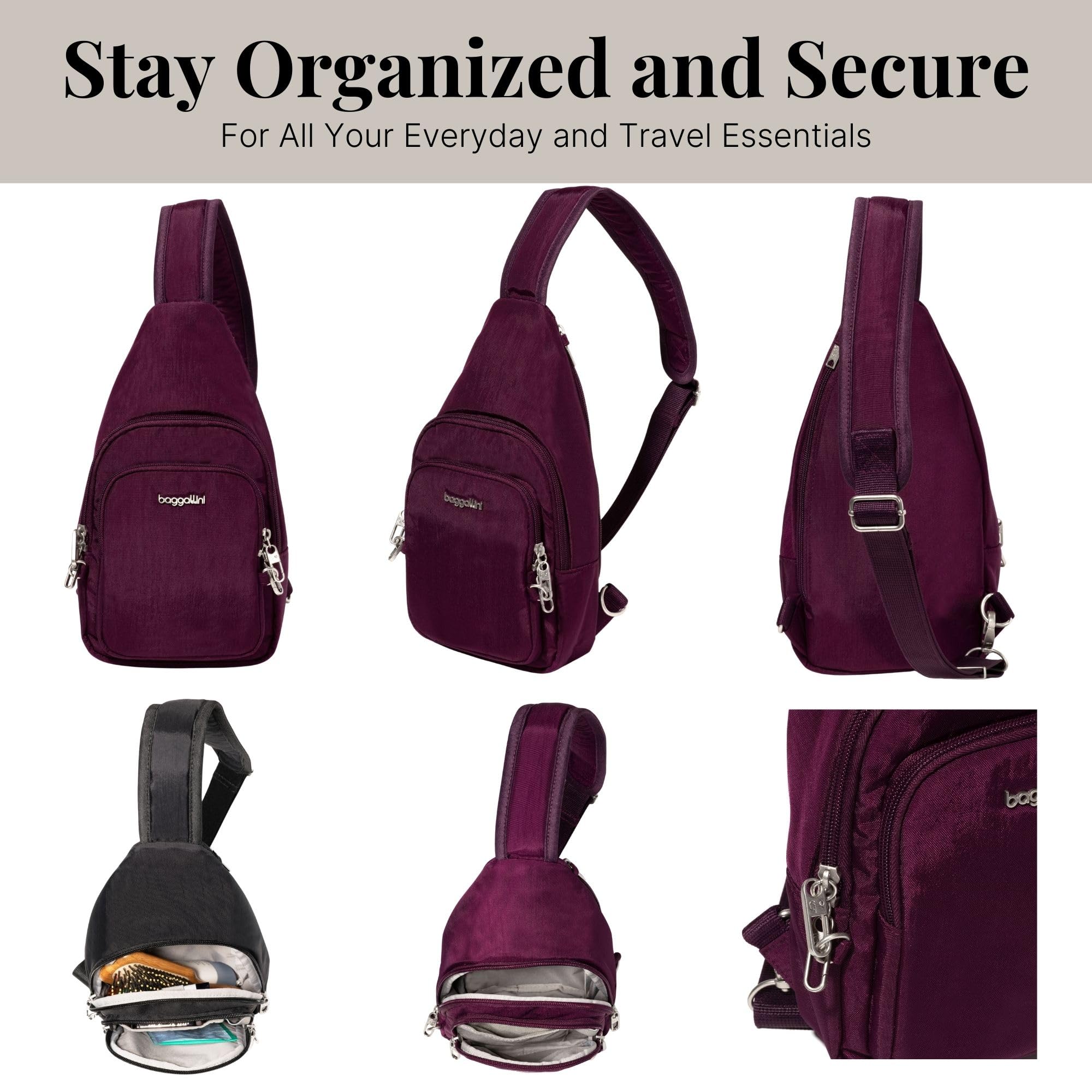 Baggallini Securtex Anti-Theft Daytripper Sling ( Mulberry , One Size ) Mulberry One Size U1