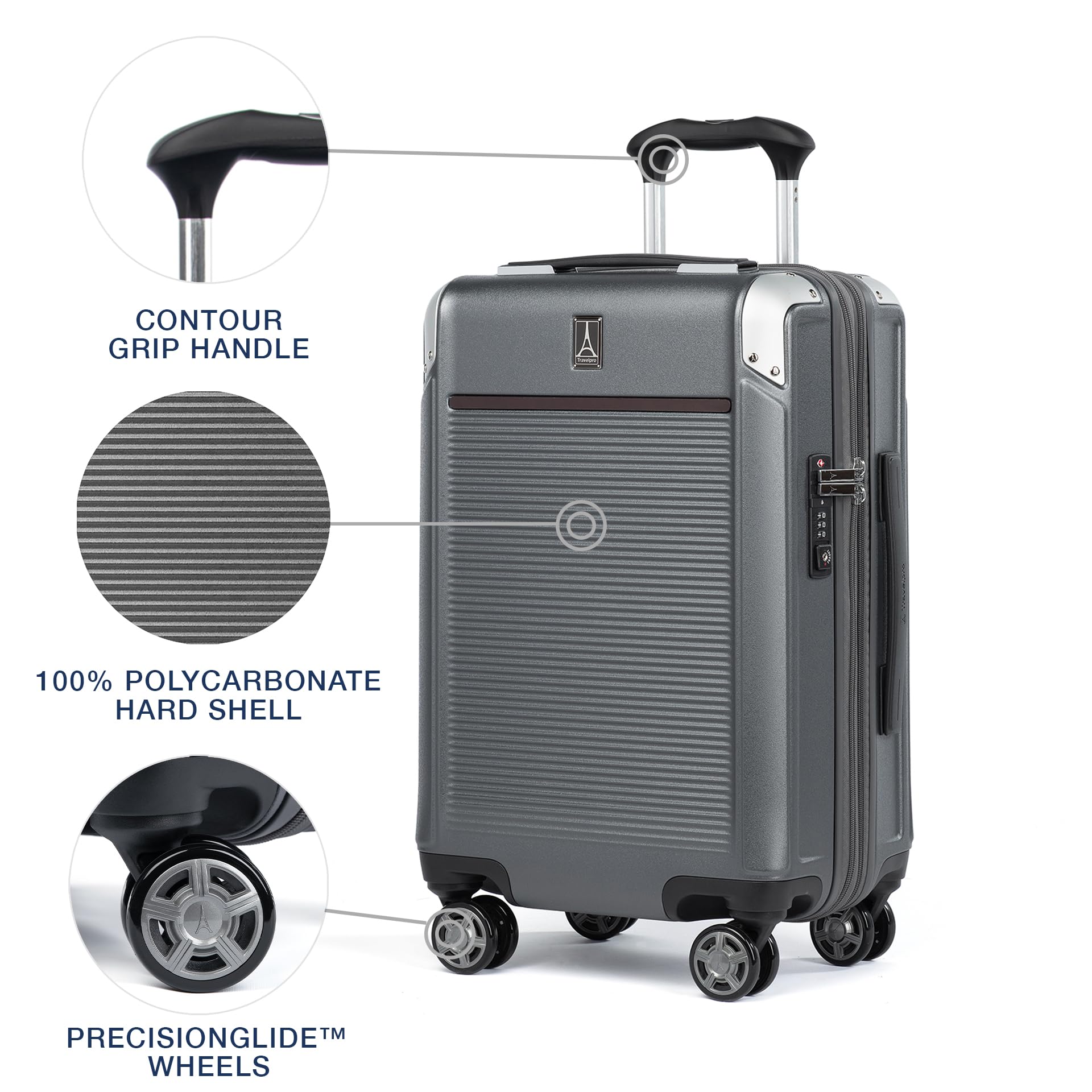 Travelpro Platinum Elite Hardside Expandable Spinner Wheel Luggage TSA Lock Hard Shell Polycarbonate Suitcase ( Vintage Grey , Carry-on 21-Inch ) Vintage Grey Carry On 21 Inch U1