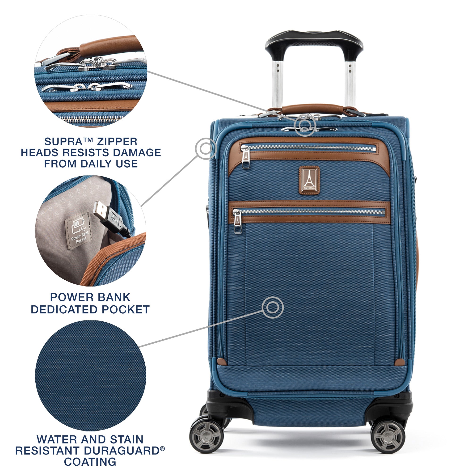 Travelpro Platinum Elite Softside Expandable Carry on Luggage, 8 Wheel Spinner Suitcase, USB Port, Suiter, Men and Women, Carry On 21-Inch ( Coastal Blue , Carry-On 21-Inch ) Coastal Blue Carry On 21 Inch U7