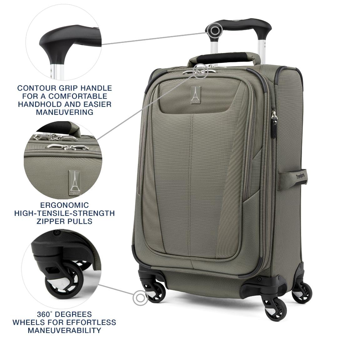 Travelpro Maxlite 5 Softside Expandable Luggage with 4 Spinner Wheels, Lightweight Suitcase, Men and Women ( Slate Green , Carry-on 21-Inch ) Slate Green Carry On 21 Inch U17