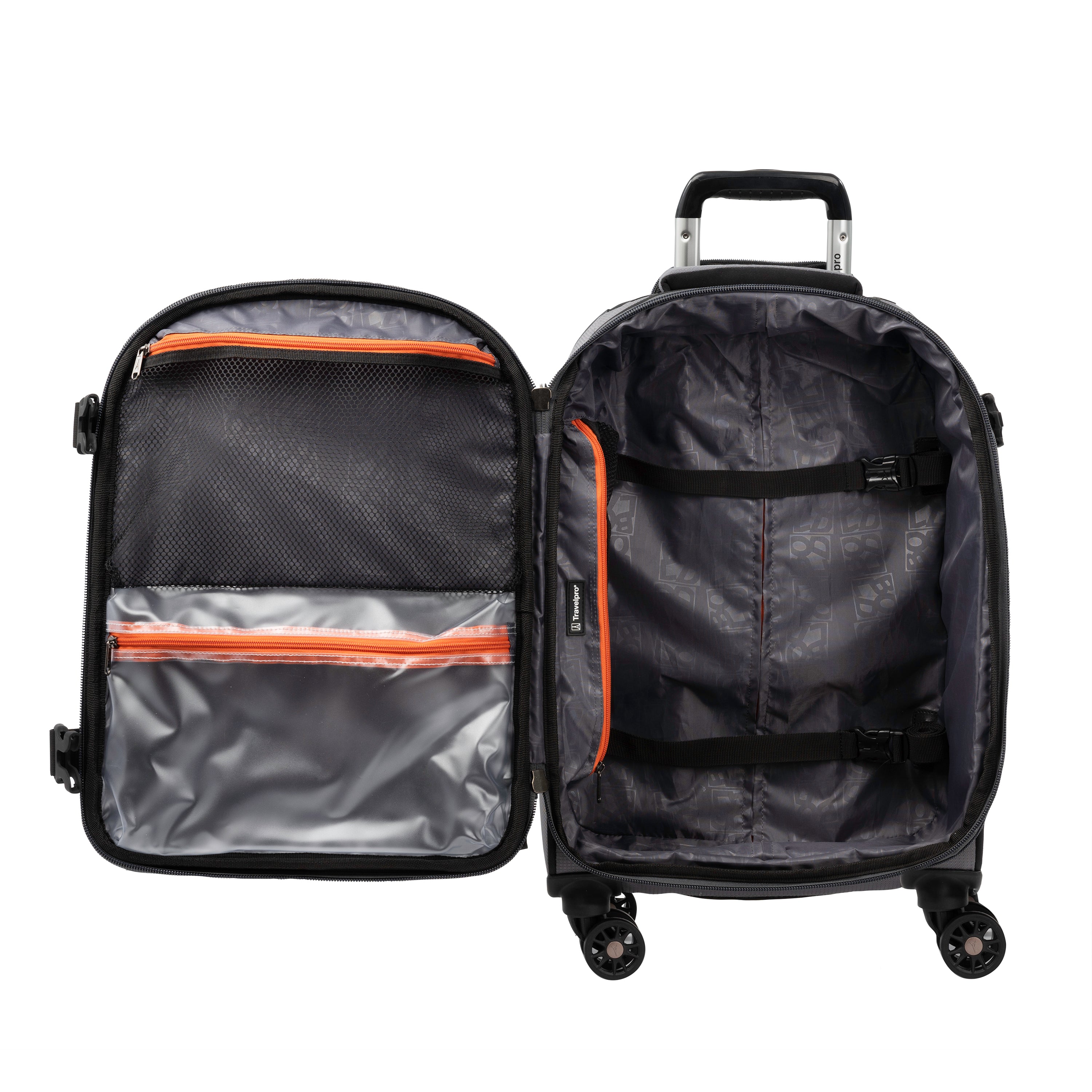 Travelpro Bold-Softside Expandable Luggage with Spinner Wheels ( Grey/Black , Carry-On 21-Inch ) Grey/Black Carry On 21 Inch U4
