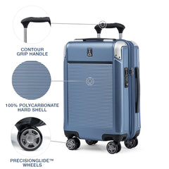 Travelpro Platinum Elite Hardside Expandable Spinner Wheel Luggage TSA Lock Hard Shell Polycarbonate Suitcase ( Dark Sky Blue , Compact Carry-On 20-Inch ) Dark Sky Blue Compact Carry On 20 Inch U2