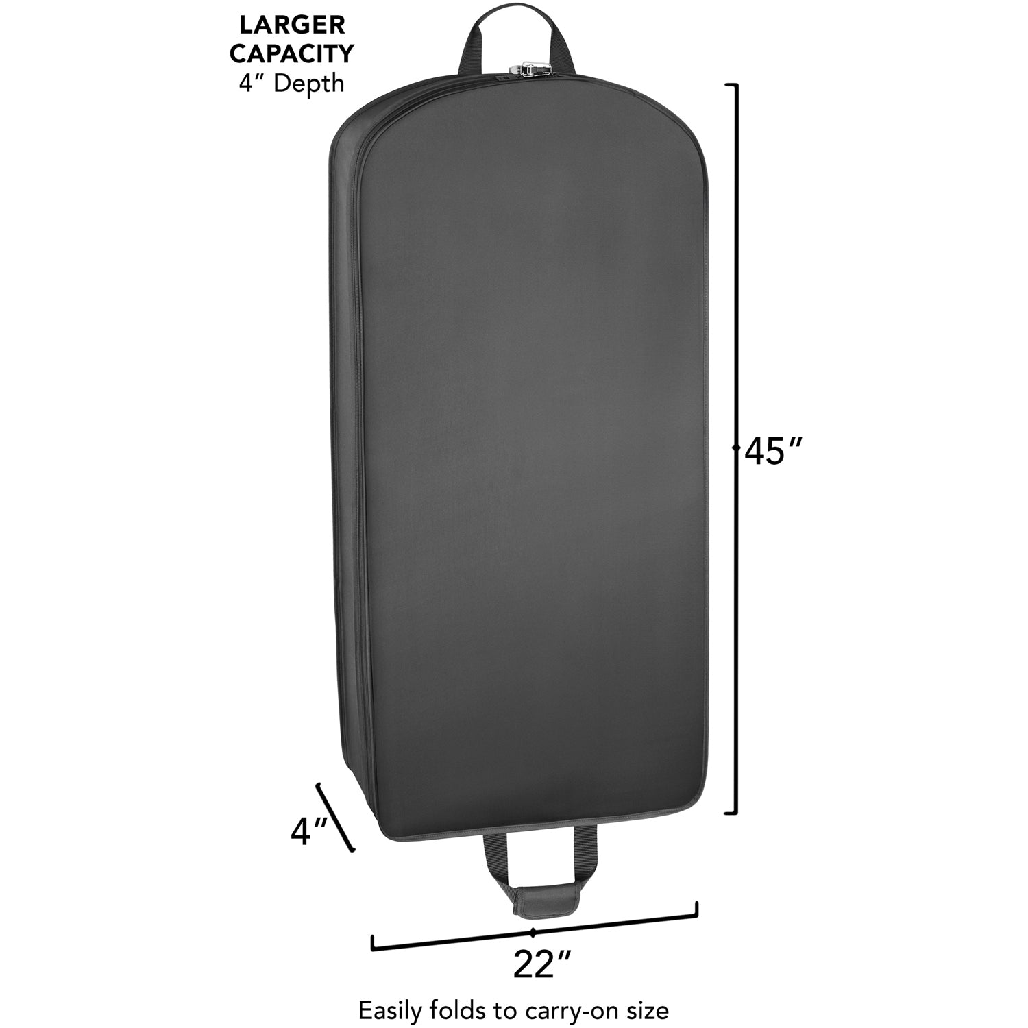 WallyBags® 45” Deluxe Extra Capacity Travel Garment Bag with two accessory ( Black , 45-inch ) Black 45 Inch U3