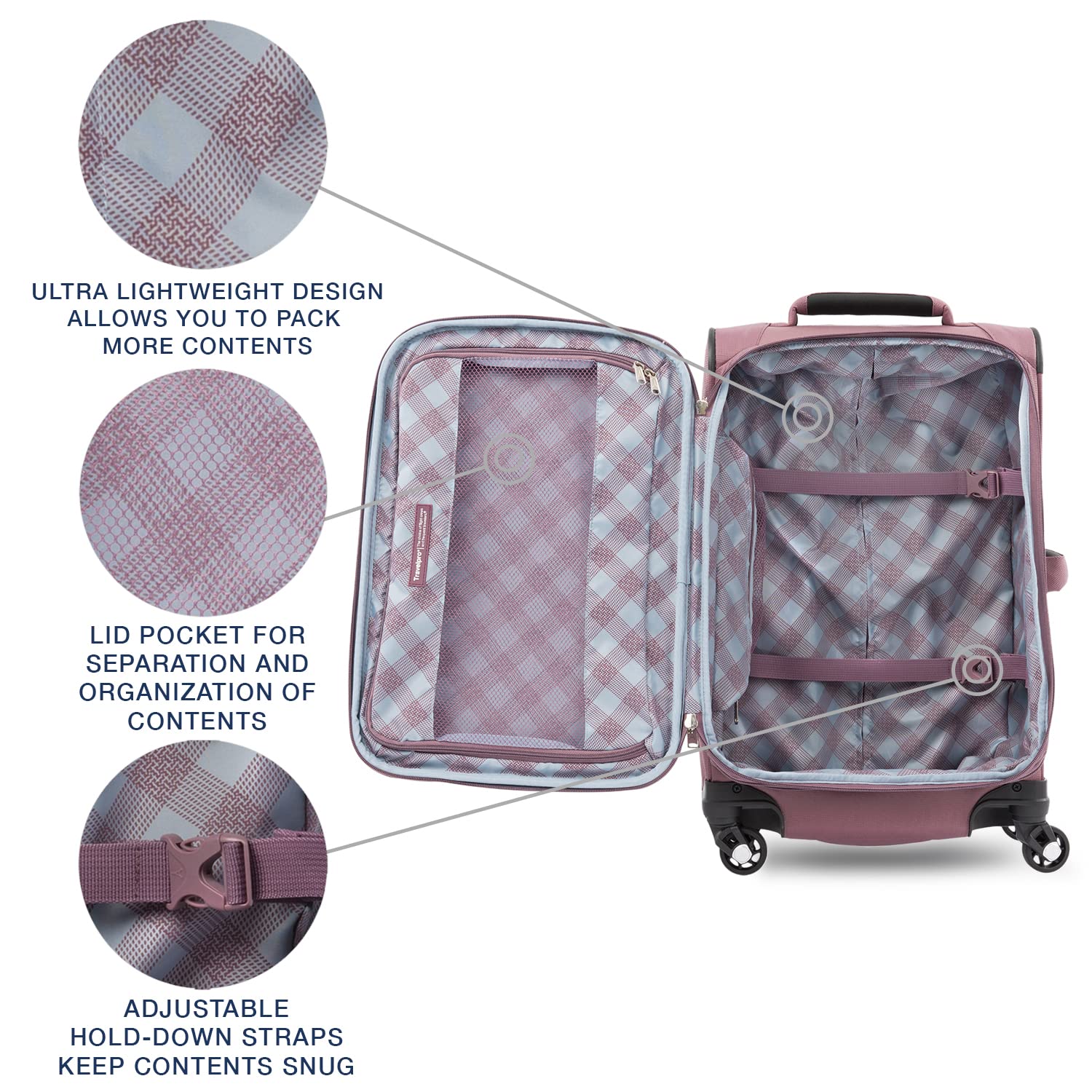 Travelpro Maxlite 5 Softside Expandable Luggage with 4 Spinner Wheels, Lightweight Suitcase, Men and Women ( Dusty Rose Pink , Carry-on 21-Inch ) Dusty Rose Pink Carry On 21 Inch U7