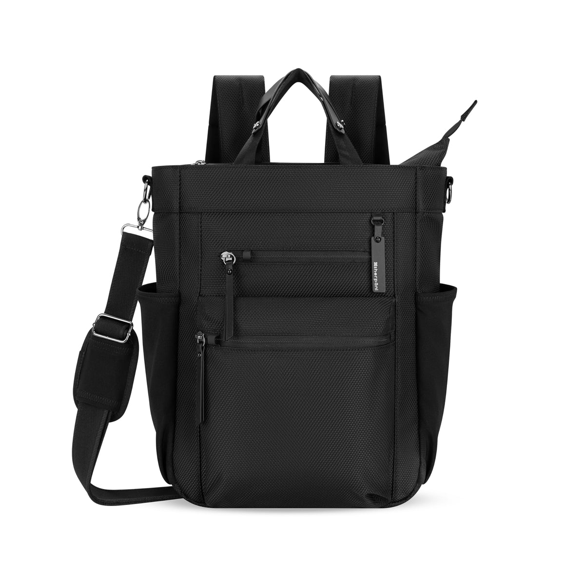 Sherpani Soleil, Anti Theft Convertible Backpack, 3 in 1 Tote Bag, Cross Body Purse, 18L Travel Backpack, Travel Gifts for Women, RFID Protection, Metal Hardware Fits 15 Laptop ( Carbon , One Size ) Carbon One Size U1