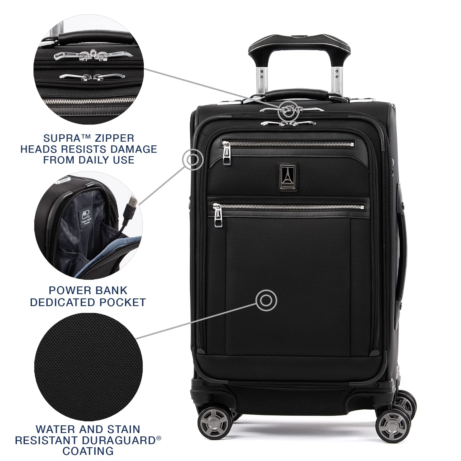 Travelpro Platinum Elite Softside Expandable Checked Luggage, 8 Wheel Spinner Large Suitcase, TSA Lock, Men and Women ( Shadow Black , Carry-On 21-Inch ) Shadow Black Carry On 21 Inch U33