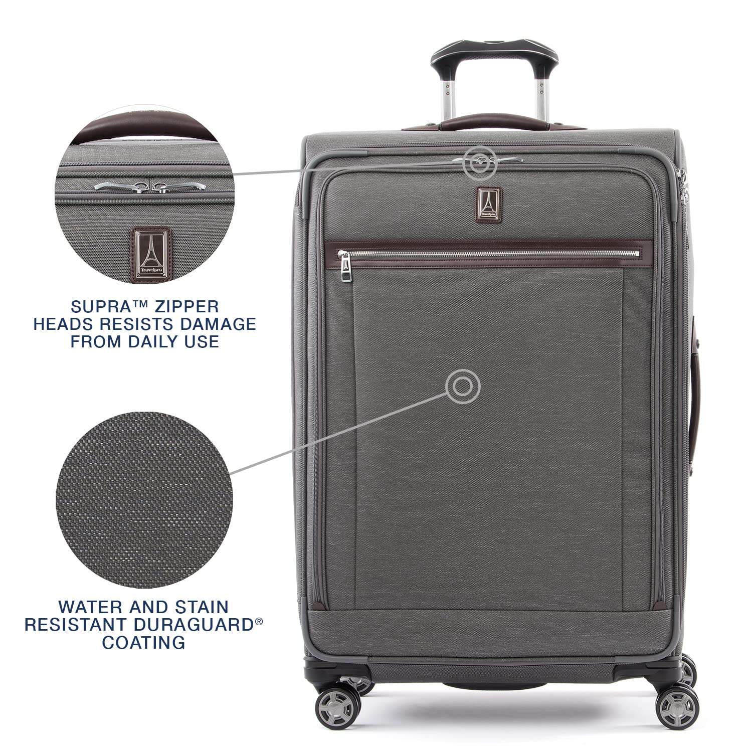 Travelpro Platinum Elite Softside Expandable Checked Luggage, 8 Wheel Spinner Large Suitcase, TSA Lock, Men and Women ( Vintage Grey , Checked-Large 29-Inch ) Vintage Grey Checked Large 29 Inch U4