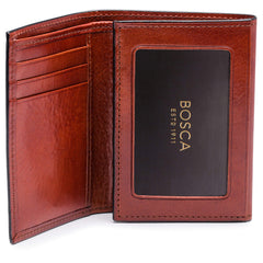 Bosca Mens Old Leather Collection Double ID Trifold Wallet U2