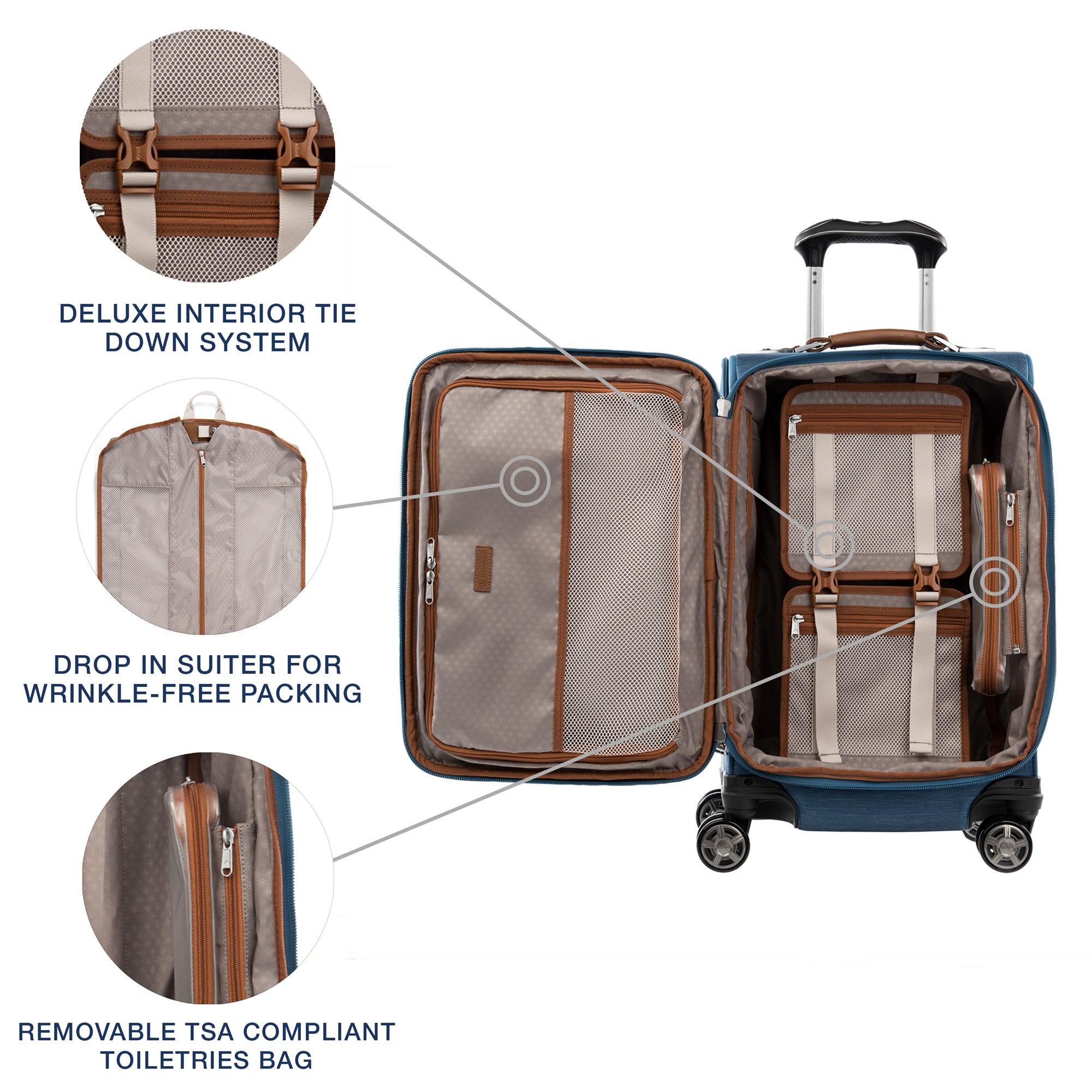 Travelpro Platinum Elite Softside Expandable Carry on Luggage, 8 Wheel Spinner Suitcase, USB Port, Suiter, Men and Women, Carry On 21-Inch ( Coastal Blue , Carry-On 21-Inch ) Coastal Blue Carry On 21 Inch U7
