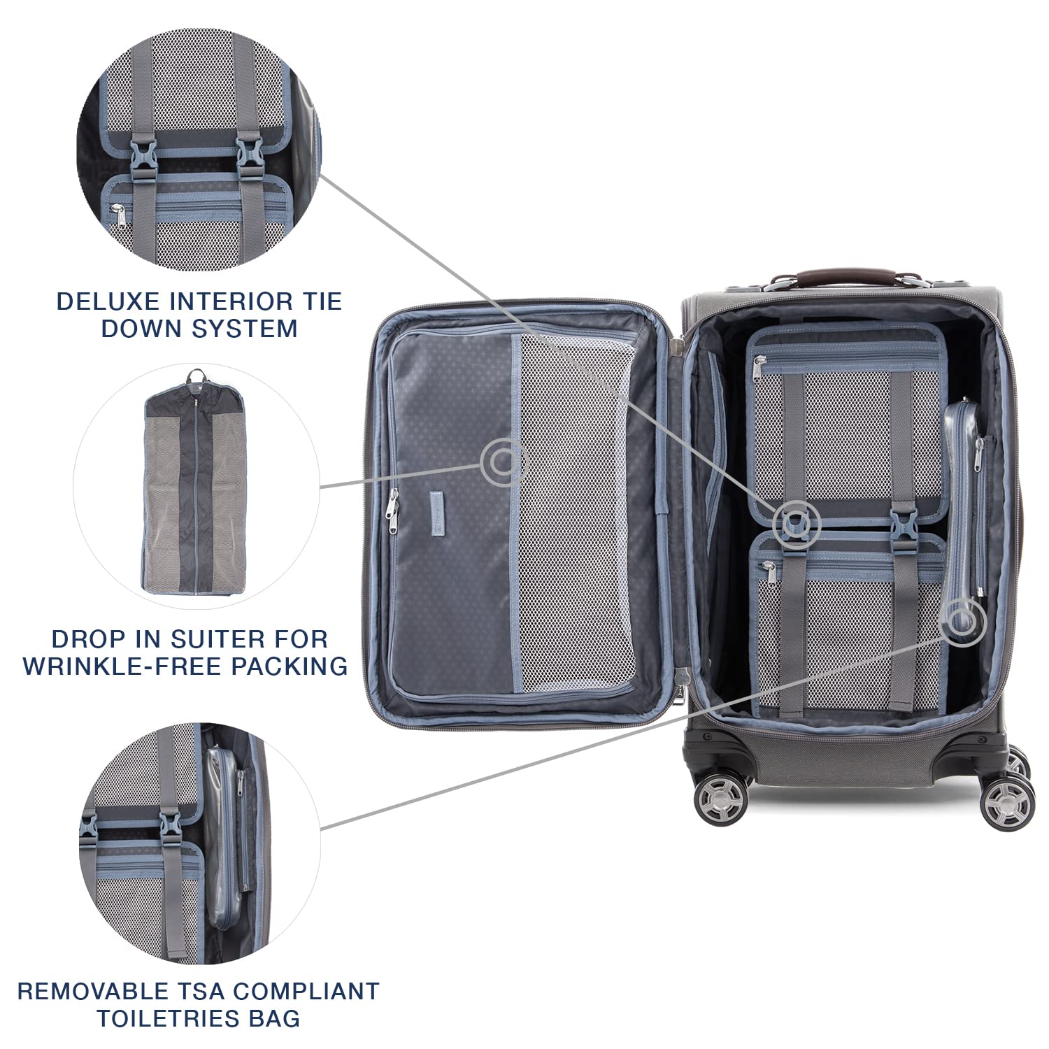 Travelpro Platinum Elite Softside Expandable Checked Luggage, 8 Wheel Spinner Large Suitcase, TSA Lock, Men and Women ( Vintage Grey , Carry-On 21-Inch ) Vintage Grey Carry On 21 Inch U9