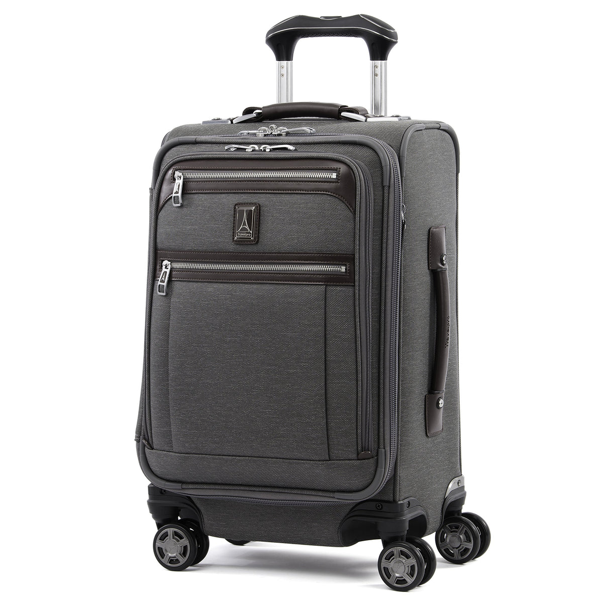Travelpro Platinum Elite Softside Expandable Luggage, 8 Wheel Spinner Suitcase, USB Port, Fits up to 15" Laptop, Men and Women, Business Plus ( Vintage Grey , Carry-On 20-Inch ) Vintage Grey Carry On 20 Inch U1