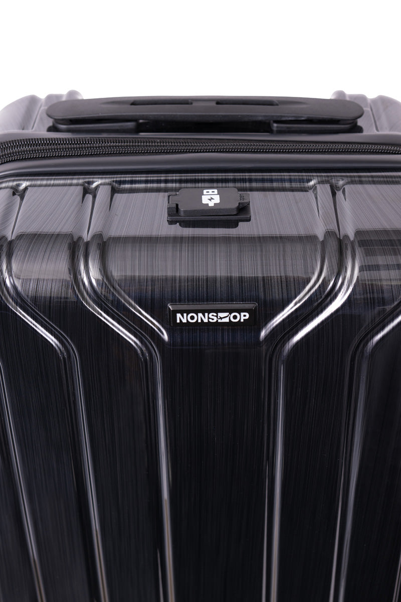 NONSTOP New York Elite Luggage Expandable Lightweight Spinner Wheels hard side shell Travel Suitcase Set, TSA Lock, Double USB Port, 3 packing cubes ( Black , Checked-Large 28-Inch ) Black Checked Large 28 Inch U1