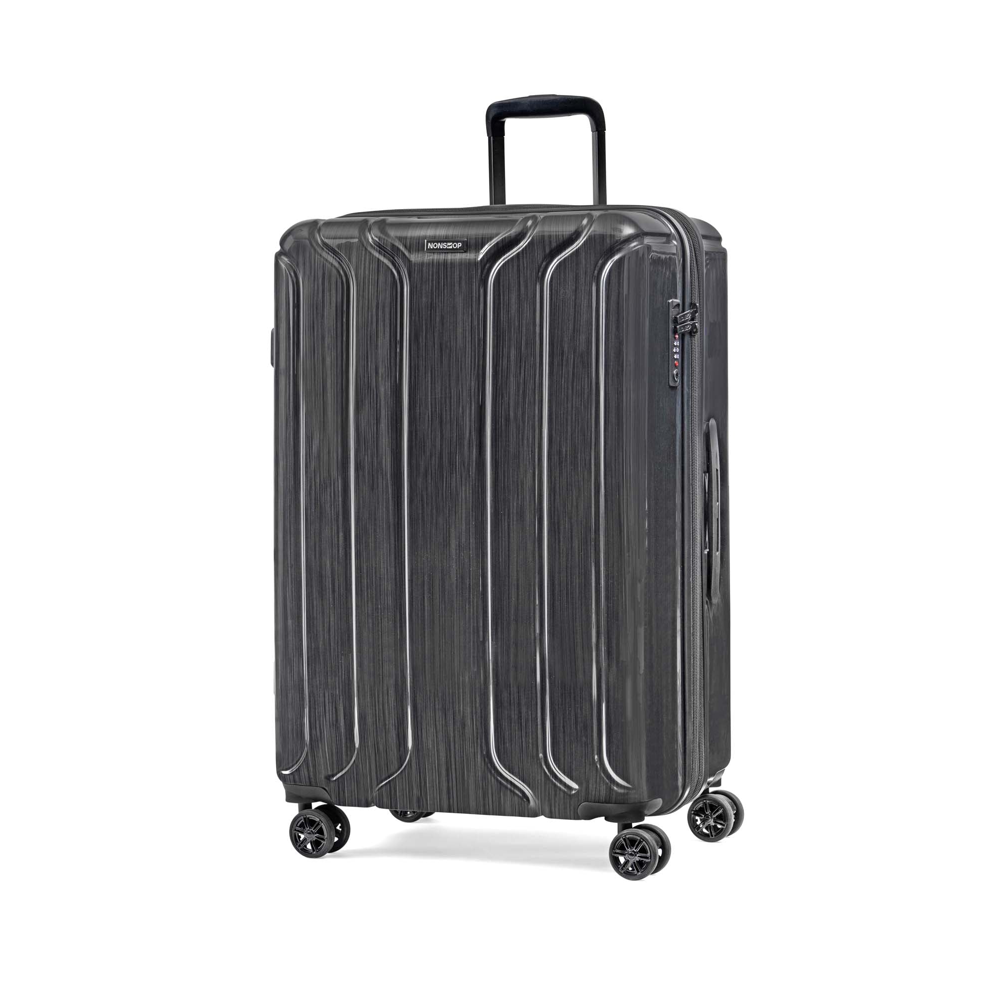 NONSTOP New York Elite Luggage Expandable Lightweight Spinner Wheels hard side shell Travel Suitcase Set, TSA Lock, Double USB Port, 3 packing cubes ( Charcoal , 3-piece Set (20/24/28) ) Charcoal 3 Piece Set 20 24 28 U3